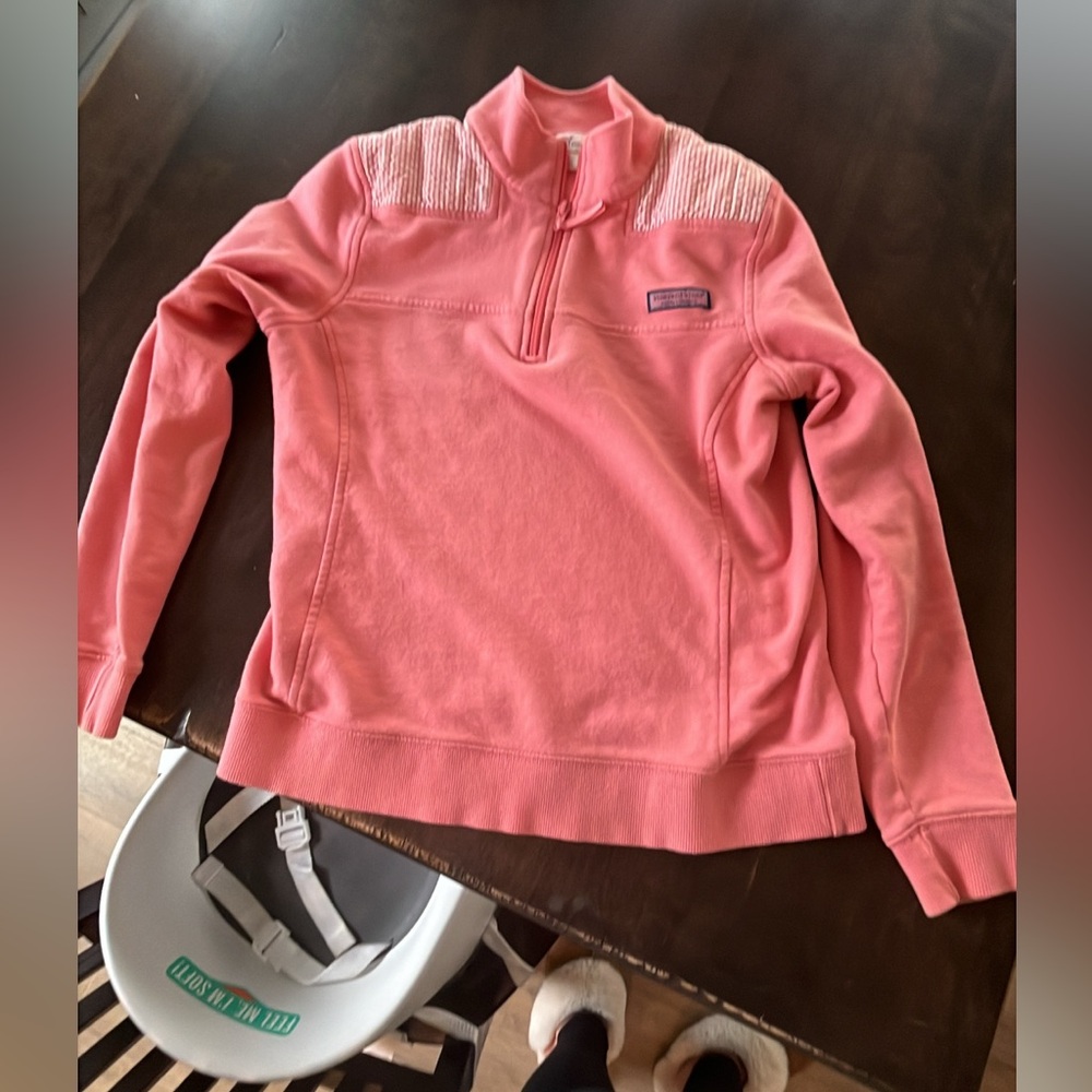 Vineyard Vines Pink Coral Quarter-Zip Pullover